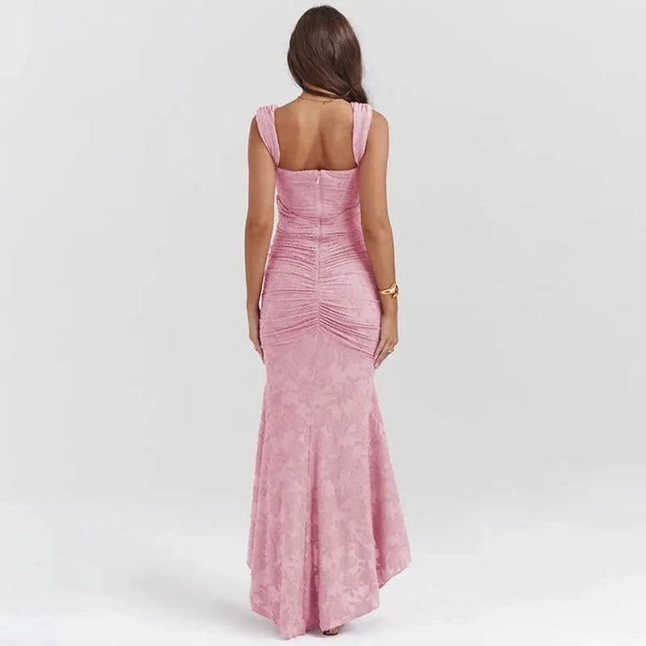 Isabella | Elegant Off - Shoulder Floral Dress with Ruched Detail - Emma's Dresses