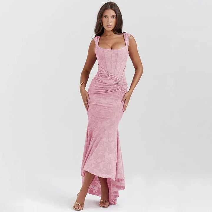 Isabella | Elegant Off - Shoulder Floral Dress with Ruched Detail - Emma's Dresses