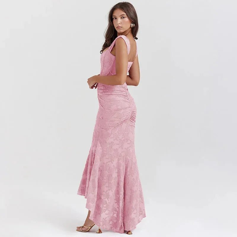 Isabella | Elegant Off - Shoulder Floral Dress with Ruched Detail - Emma's Dresses