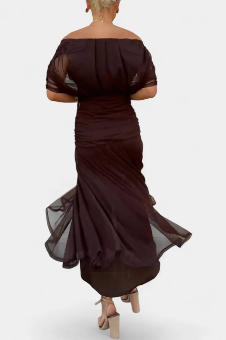 Aurora | Elegant Off-Shoulder Wedding Guest Dress Summer – view 8
