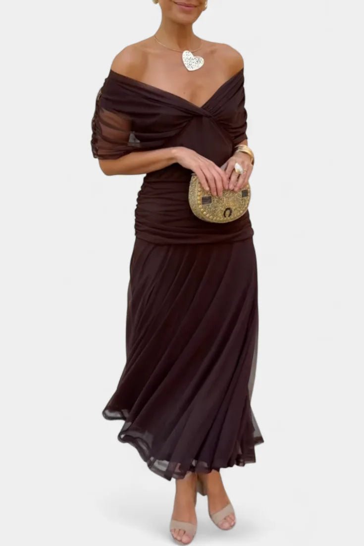 Aurora | Elegant Off-Shoulder Wedding Guest Dress Summer – view 5