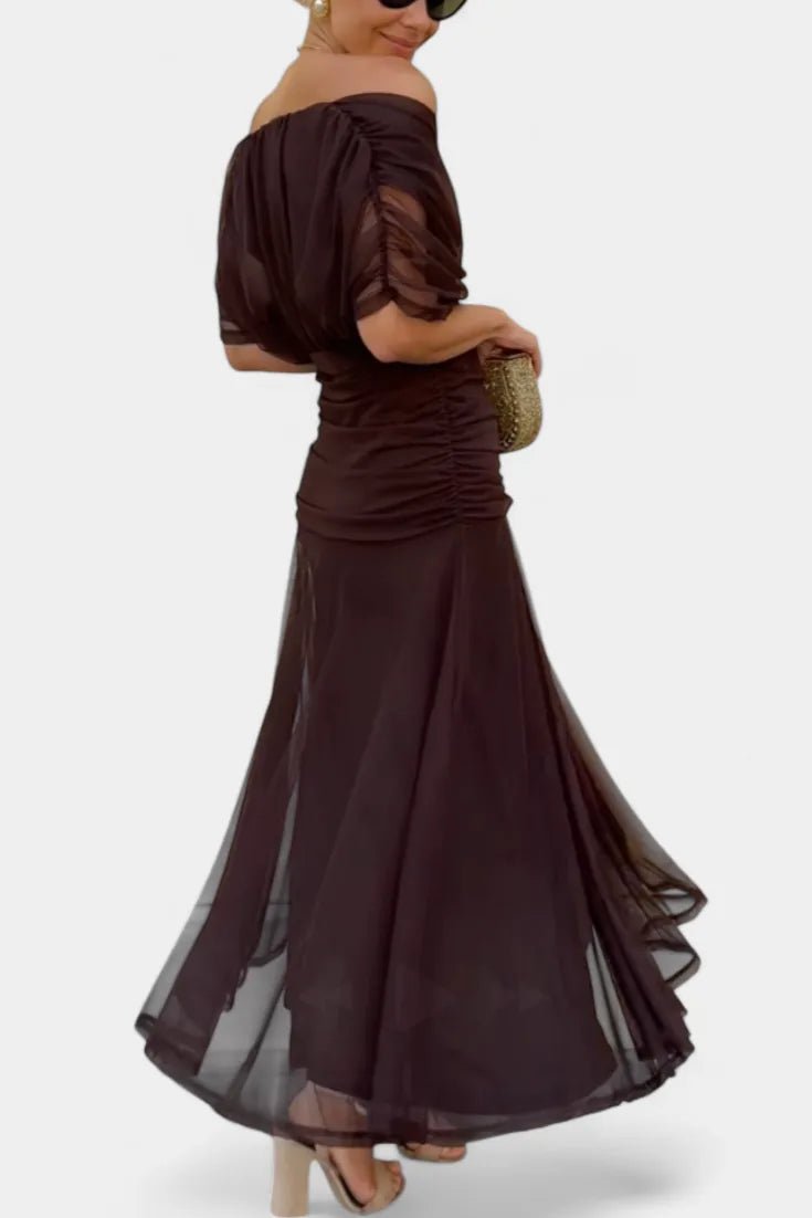 Aurora | Elegant Off-Shoulder Wedding Guest Dress Summer – view 7