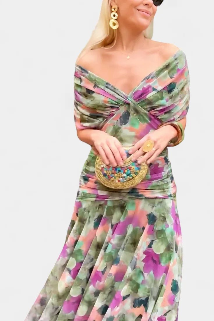 Aurora | Elegant Off-Shoulder Wedding Guest Dress Summer – view 9