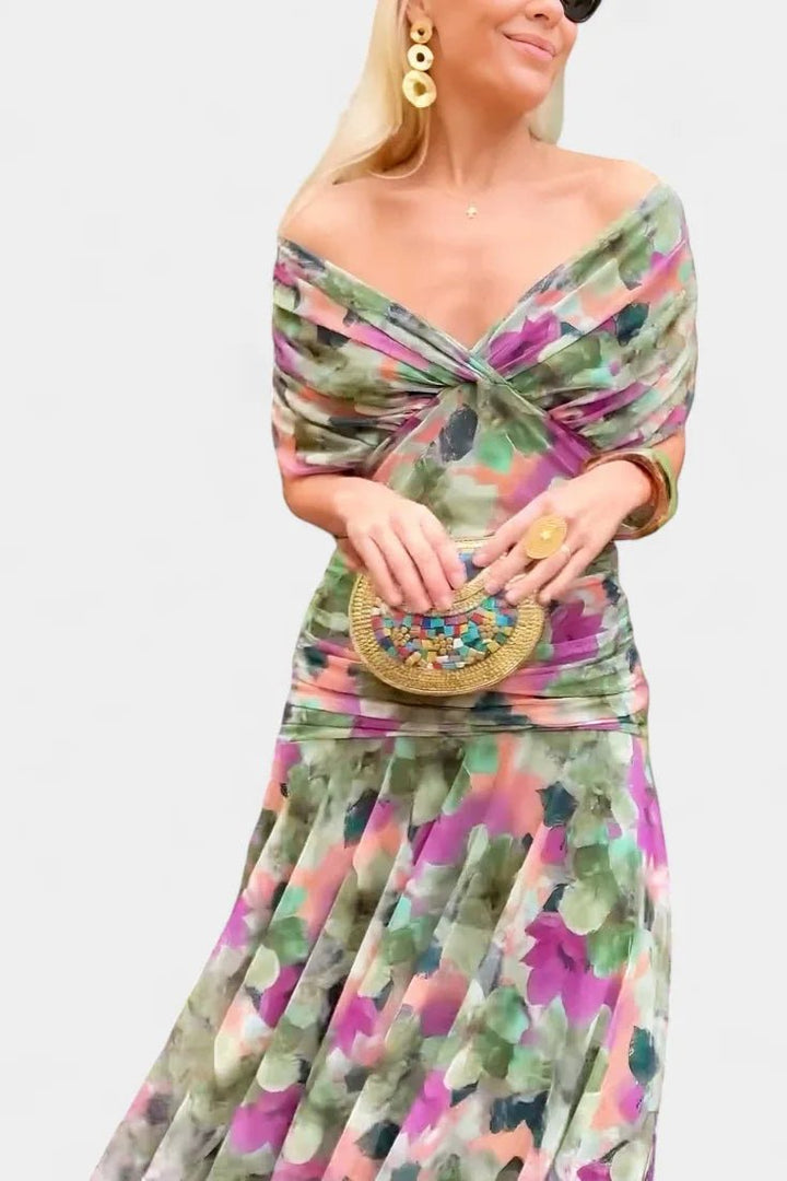 Aurora | Elegant Off-Shoulder Wedding Guest Dress Summer – view 9