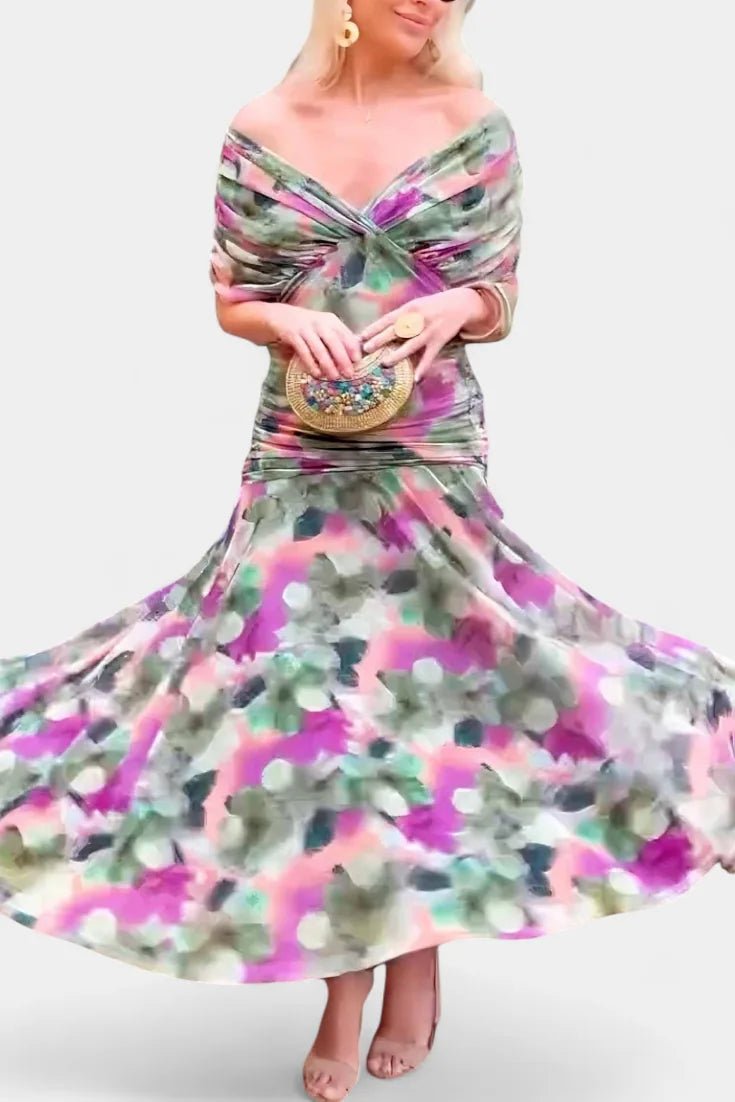 Aurora | Elegant Off-Shoulder Wedding Guest Dress Summer – view 4