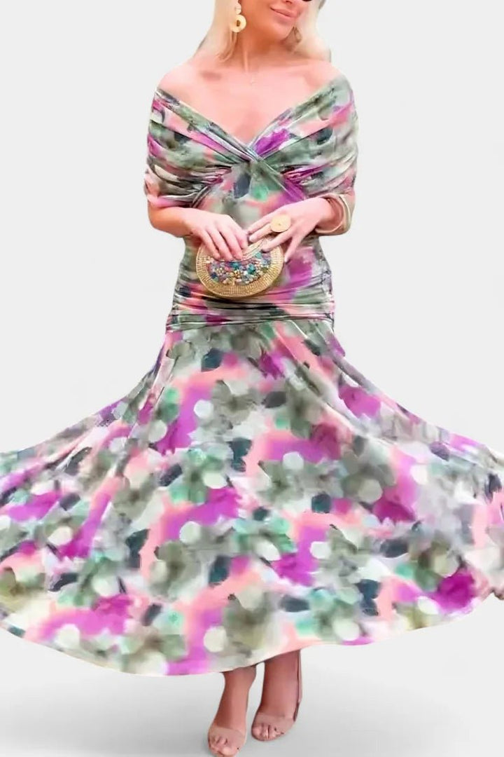 Aurora | Elegant Off-Shoulder Wedding Guest Dress Summer – view 4