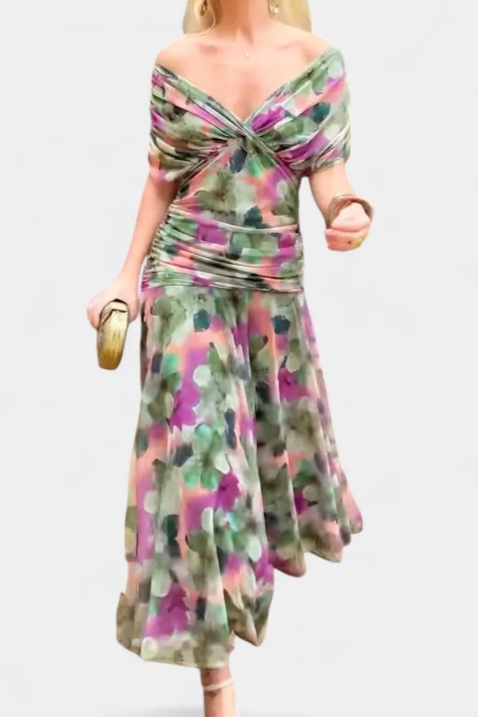 Aurora | Elegant Off-Shoulder Wedding Guest Dress Summer – view 2