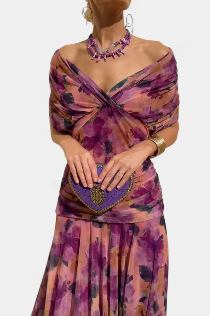 Aurora | Elegant Off-Shoulder Wedding Guest Dress Summer – view 12