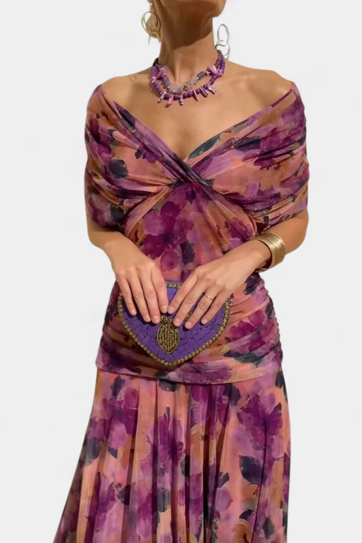 Aurora | Elegant Off-Shoulder Wedding Guest Dress Summer – view 12