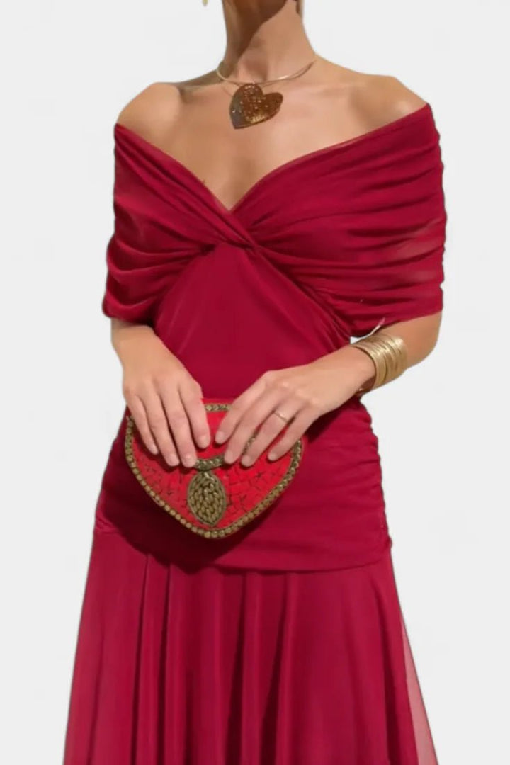 Aurora | Elegant Off-Shoulder Wedding Guest Dress Summer – view 17