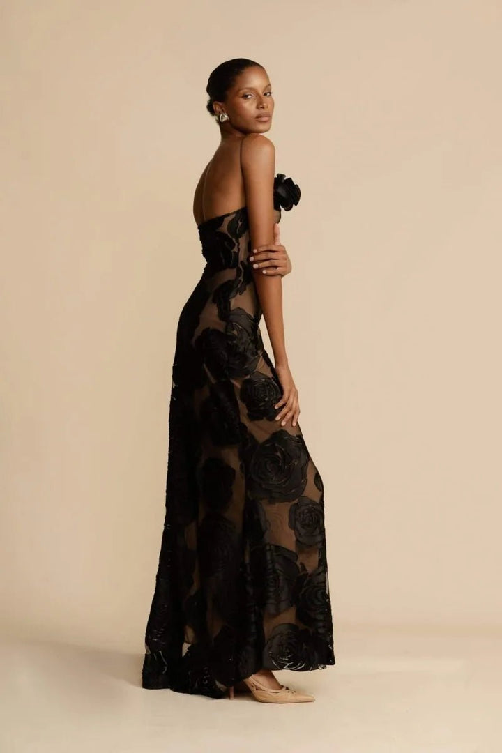 Maya | Elegant One Shoulder Floral Maxi Dress – view 5