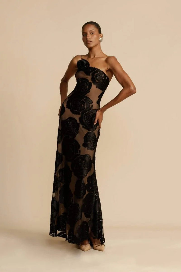 Maya | Elegant One Shoulder Floral Maxi Dress – view 1