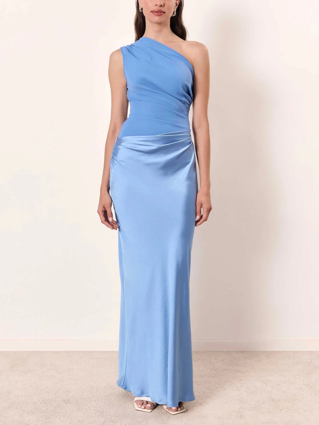Esme | Elegant Off Shoulder One Shoulder Neck Pleated Party Maxi Dress - Emma's Dresses