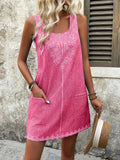 Harriet | Stylish Paisley Print Sleeveless U-Neck Pink Dress