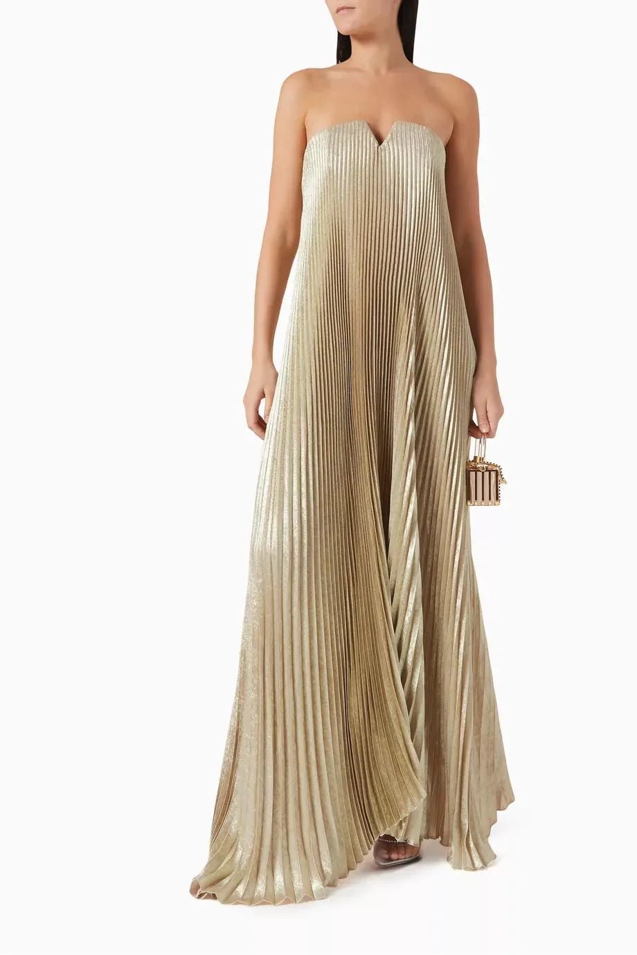 Eva | Elegant Pleated Floral Sweetheart Maxi Dress - Emma's Dresses