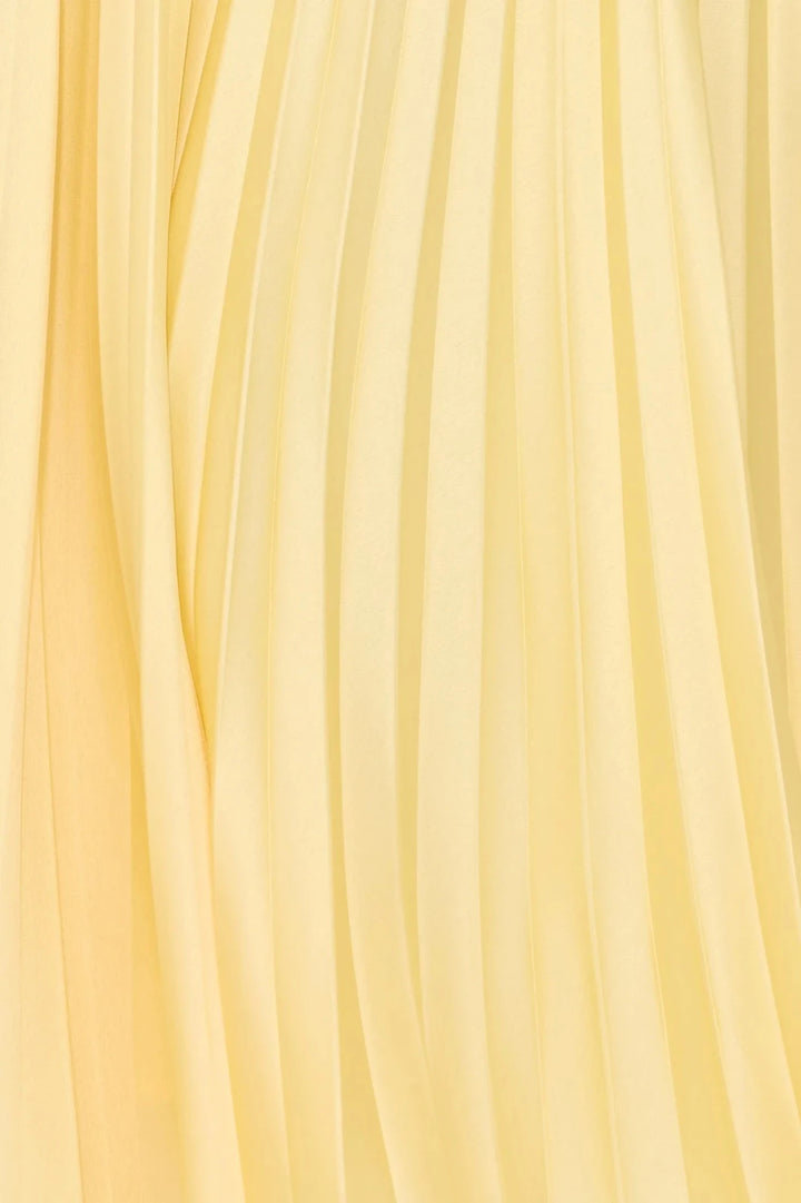 Aria | Chic Pleated V - Neck Yellow Maxi Dress - Emma's Dresses