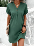 Ruby | Ribbed V-Neck Short Sleeve Mini Dress