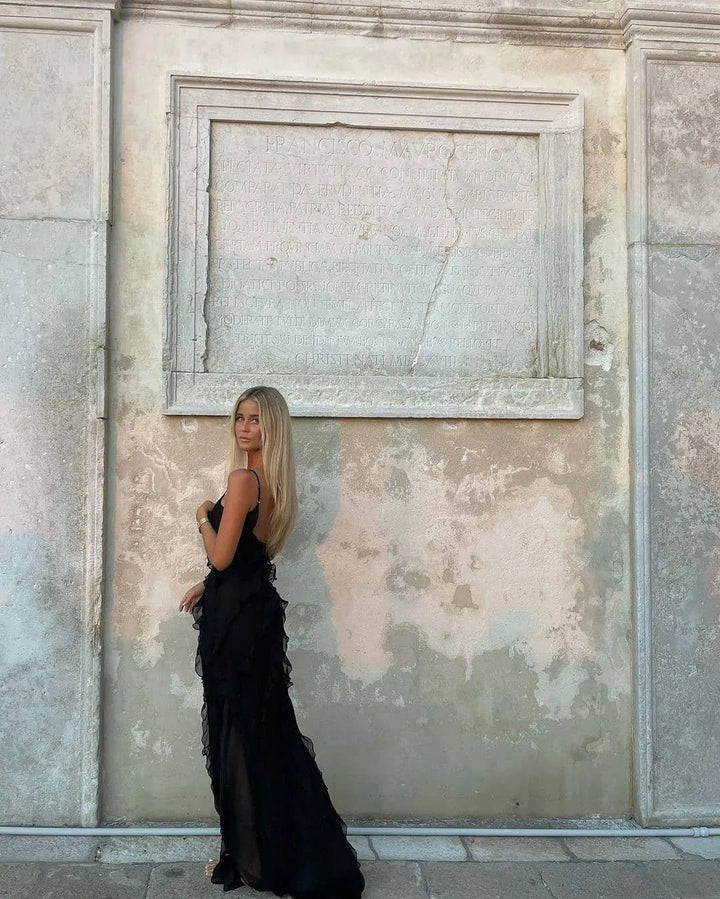 Mia | Elegant Ruffle Backless Maxi Dress - Emma's Dresses