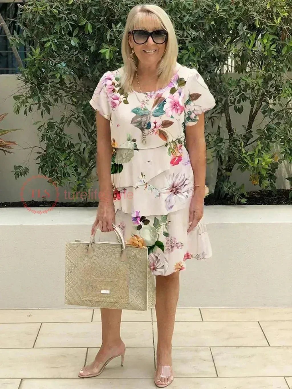 Isla | Elegant Floral Ruffle Tiered Midi Dress - Emma's Dresses