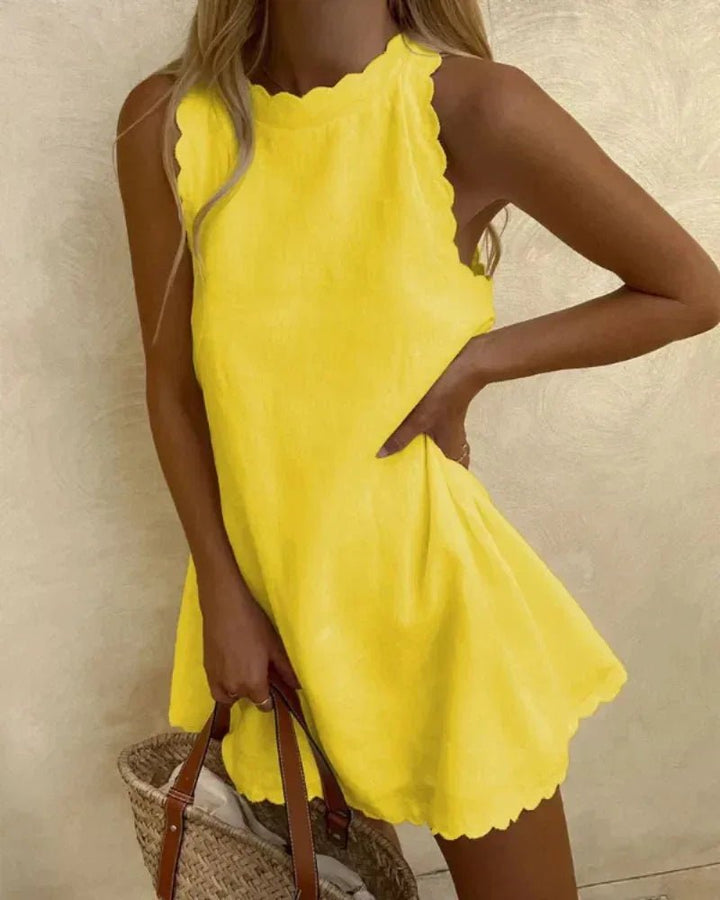 Vivienne | Elegant Scalloped Sun Dress with Halter Neckline – view 5