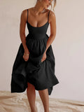 Emma | Elegant Scoop Neck Black Midi Dress