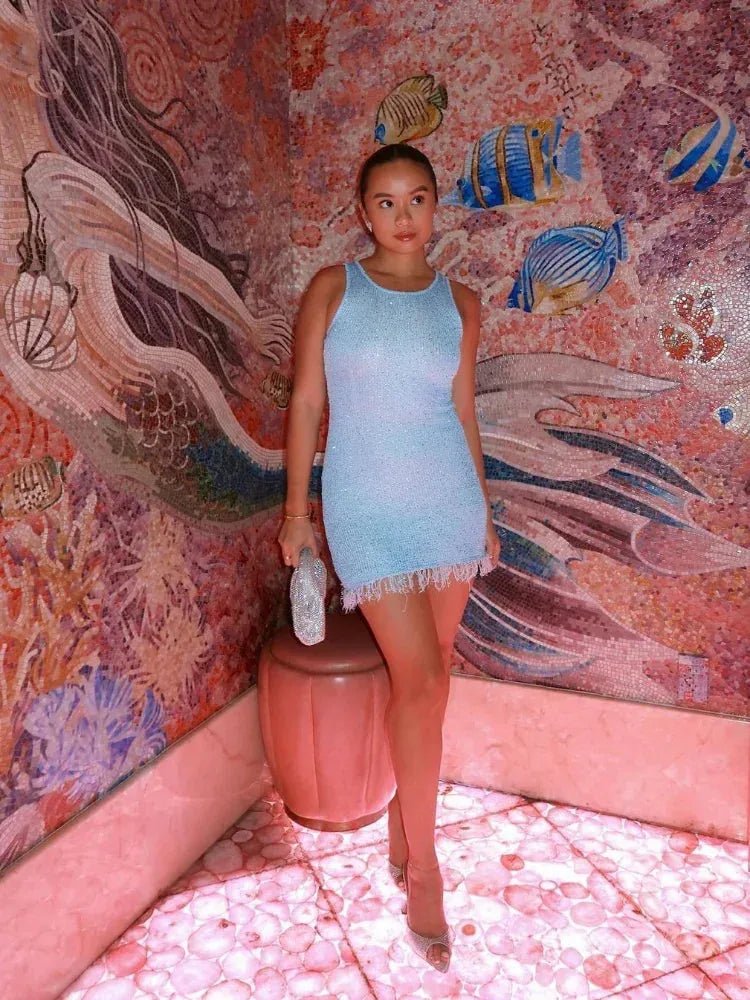 Penelope | Chic Sequin Halter Mini Dress - Emma's Dresses