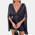 Stella | Chic Sequin V-Neck Cape Sleeve Mini Dress