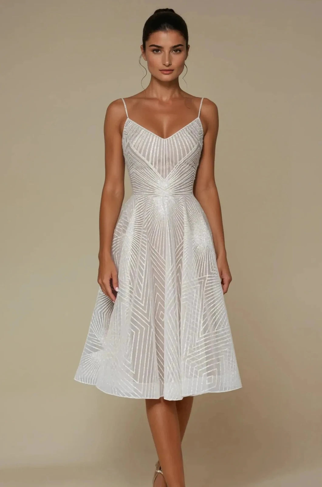 Violet | Elegant Sequined V - Neck A - Line Maxi Dress - Emma's Dresses