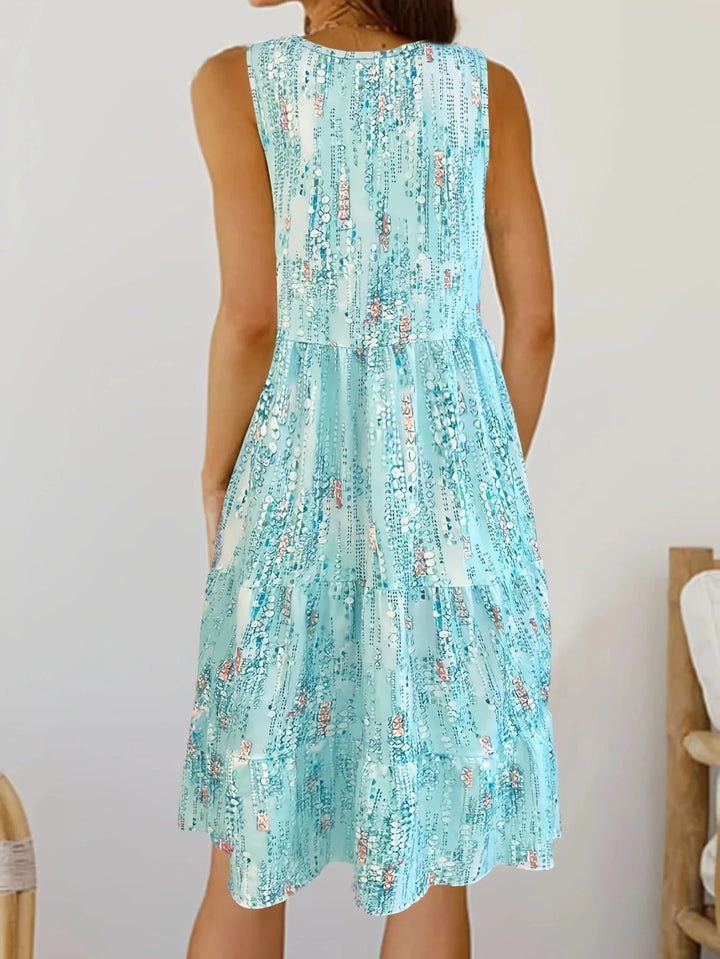 Freya | Chic Sleeveless Boho Printed Mini Dress - Emma's Dresses