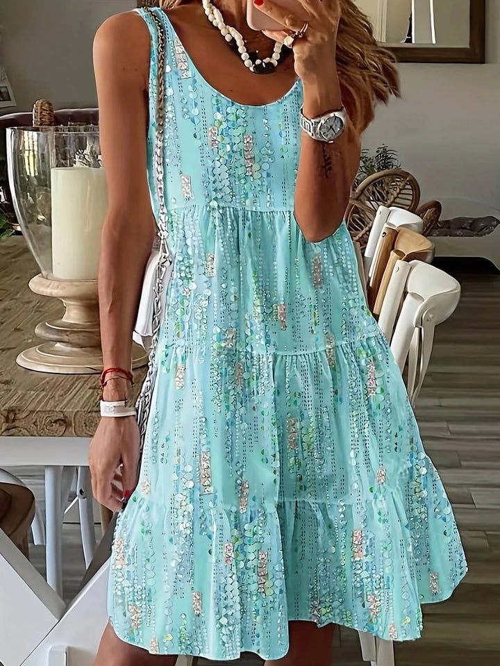 Freya | Chic Sleeveless Boho Printed Mini Dress - Emma's Dresses