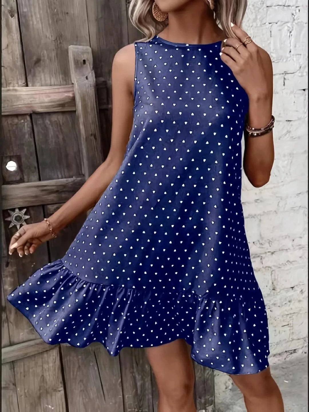 Alba | Sleeveless Pink Tiered Polka Dot Ruffle Dress - Emma's Dresses