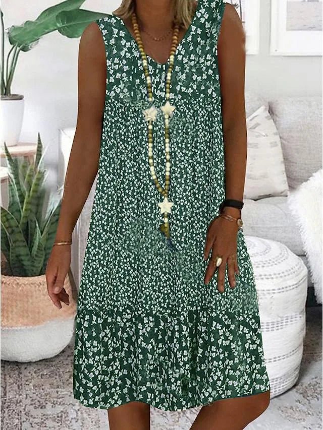 Chloe | Chic Sleeveless V - Neck Floral Boho Dress - Emma's Dresses
