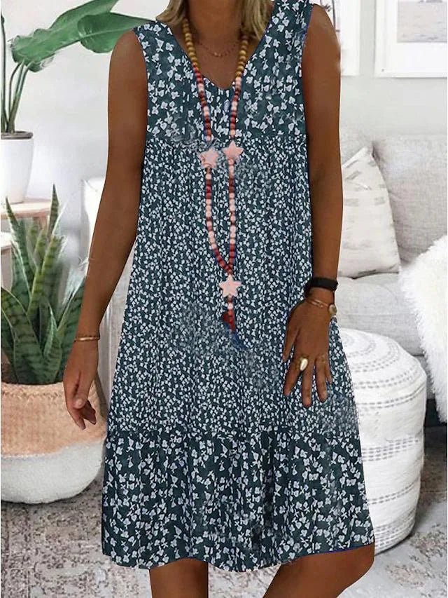 Chloe | Chic Sleeveless V - Neck Floral Boho Dress - Emma's Dresses