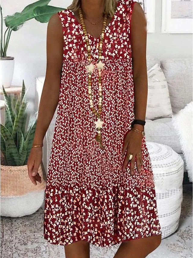 Chloe | Chic Sleeveless V - Neck Floral Boho Dress - Emma's Dresses