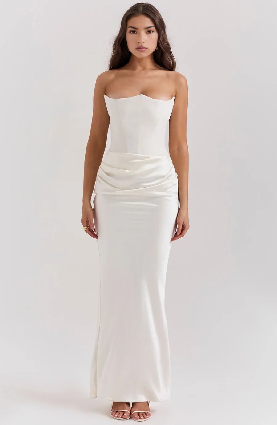 Vivienne | Elegant Strapless Corset Maxi Dress - Emma's Dresses