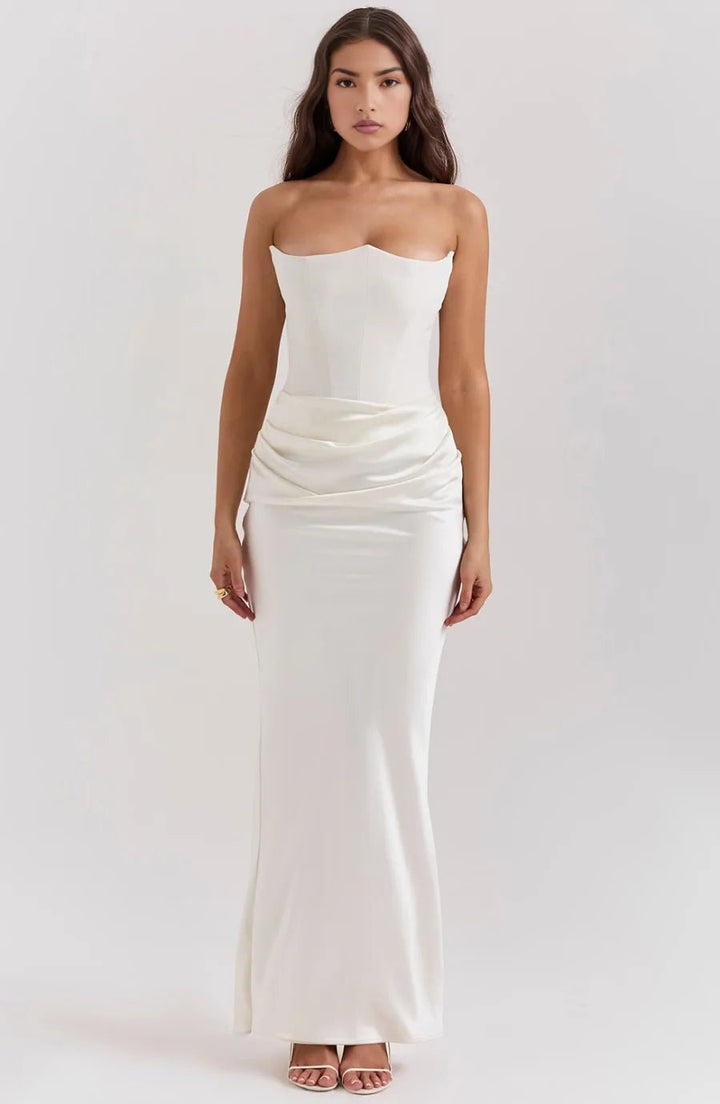 Vivienne | Elegant Strapless Corset Maxi Dress - Emma's Dresses