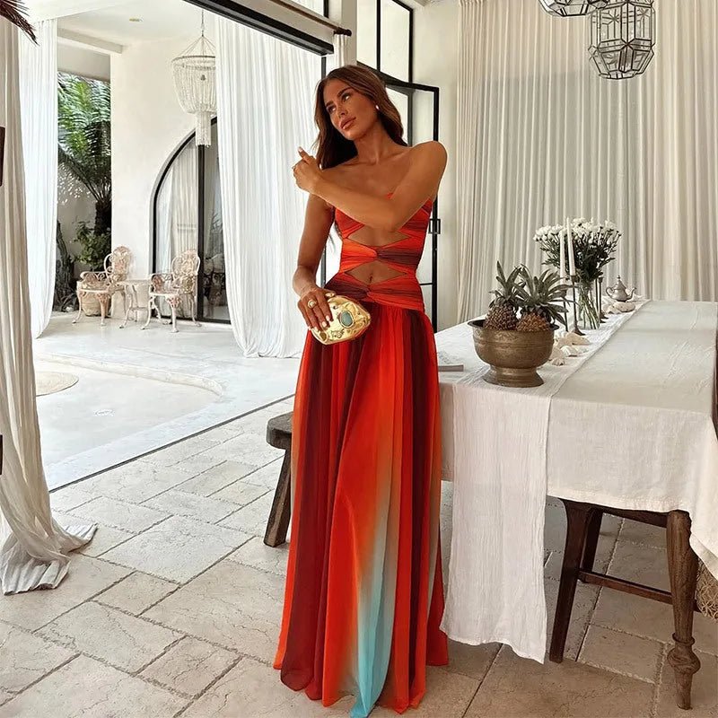 Ava | Elegant Strapless Cutout Sun Dress - Emma's Dresses