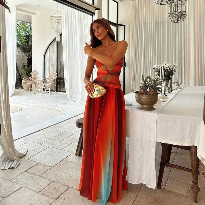 Ava | Elegant Strapless Cutout Sun Dress - Emma's Dresses