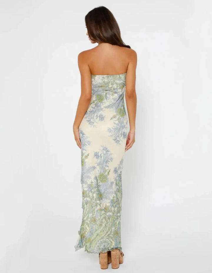 Sienna | Elegant Strapless Floral Maxi Dress - Emma's Dresses