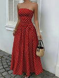 Ivy | Strapless Polka Dot Dress with Ruffle Hem