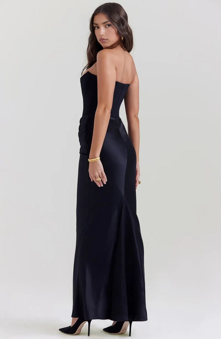 Aria | Elegant Strapless Pink Dress with Ruched Detailing - Emma's Dresses