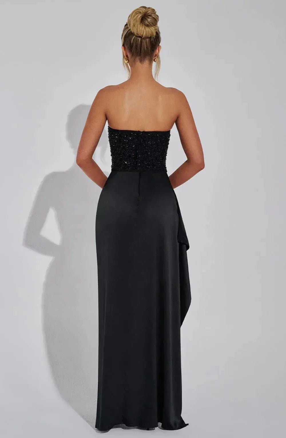 Nadia | Black Strapless Sweetheart Corset Evening Dress - Emma's Dresses