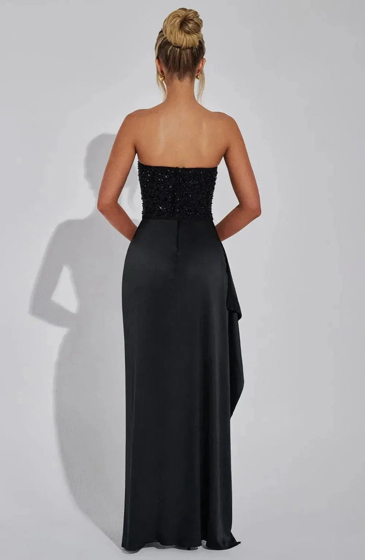 Nadia | Black Strapless Sweetheart Corset Evening Dress - Emma's Dresses