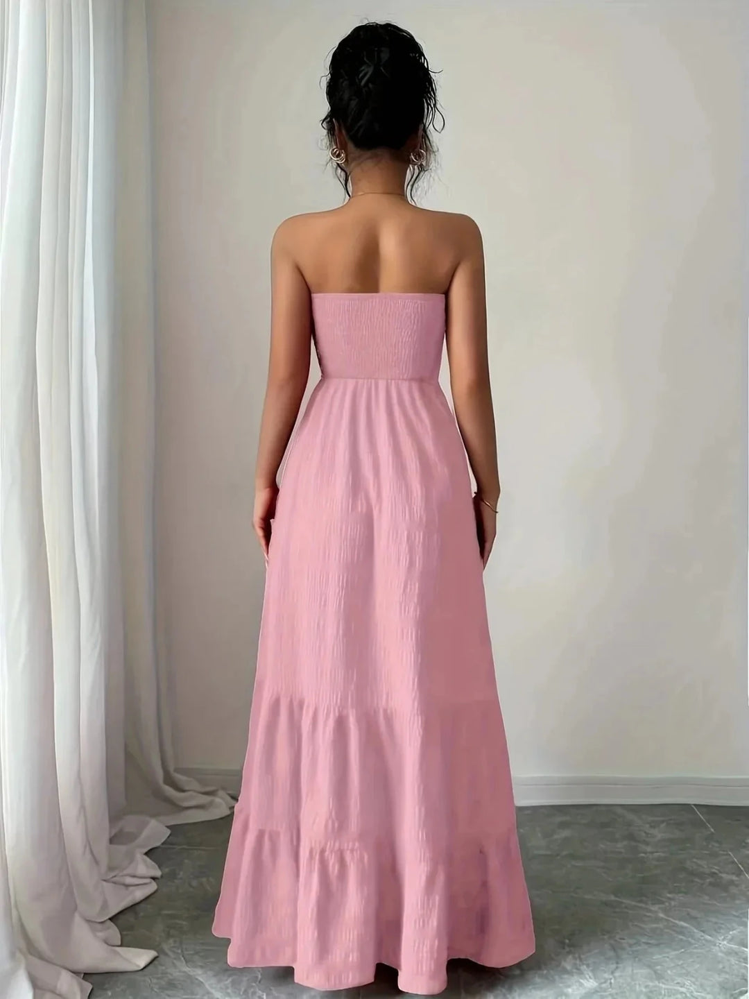 Hazel | Elegant Strapless Tiered Black Dress - Emma's Dresses