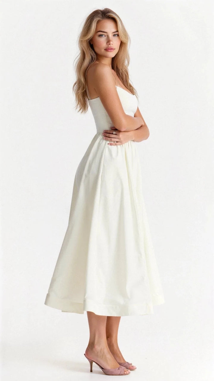 Nadia | Elegant Sweetheart Midi Dress with Gathered Skirt - Emma's Dresses