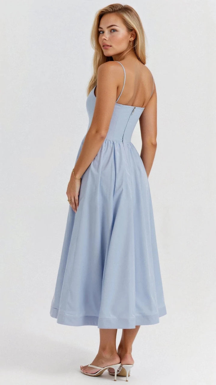 Nadia | Elegant Sweetheart Midi Dress with Gathered Skirt - Emma's Dresses