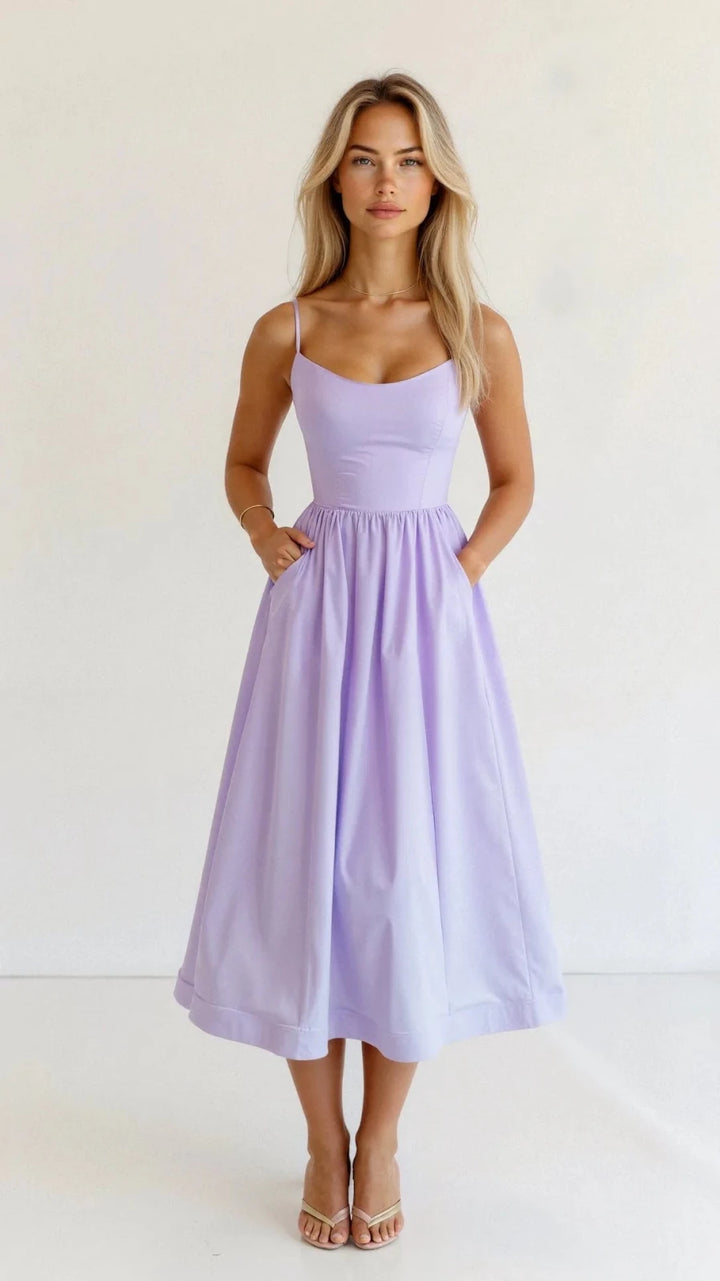 Nadia | Elegant Sweetheart Midi Dress with Gathered Skirt - Emma's Dresses
