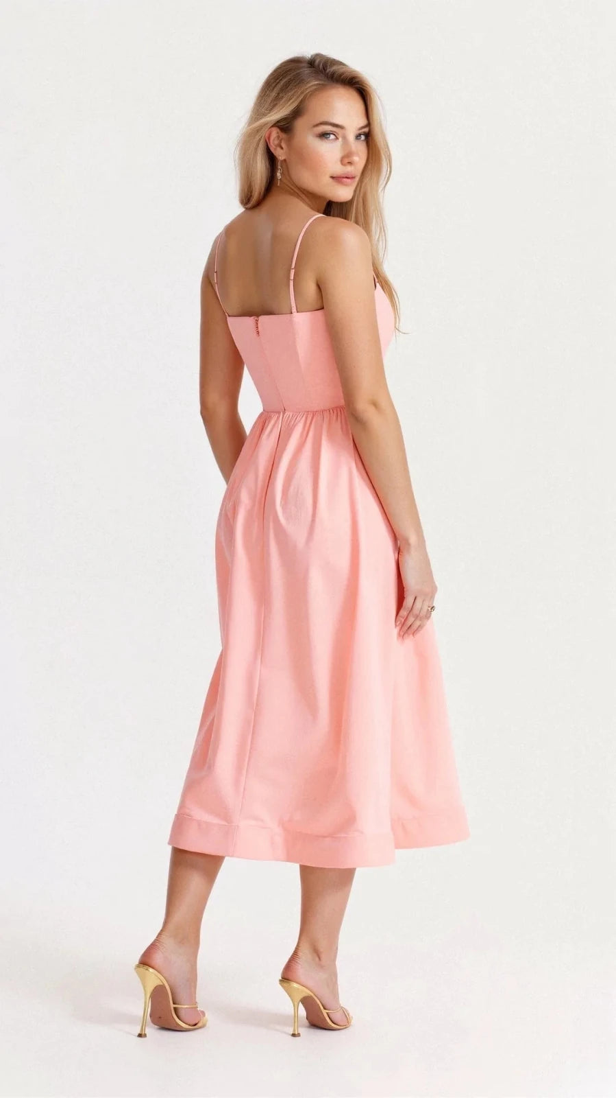 Nadia | Elegant Sweetheart Midi Dress with Gathered Skirt - Emma's Dresses