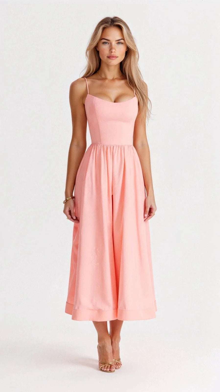 Nadia | Elegant Sweetheart Midi Dress with Gathered Skirt - Emma's Dresses