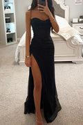Aurora | Elegant Sweetheart High Slit Black Maxi Dress